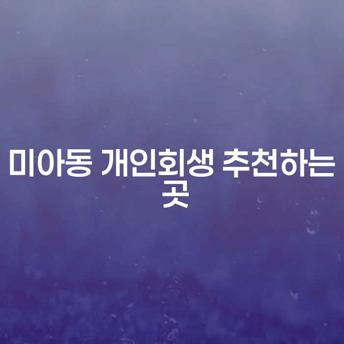 미아동 개인회생 추천하는 곳